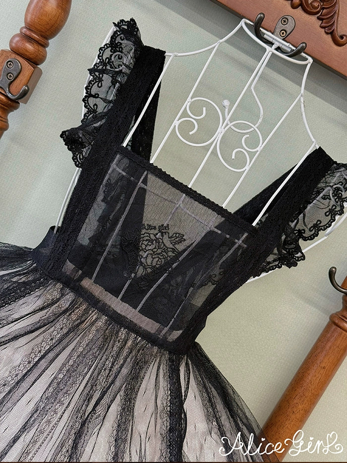 Alice Girl~Elegant Lolita Embroidered Apron with Adjustable Strap 42988:761123