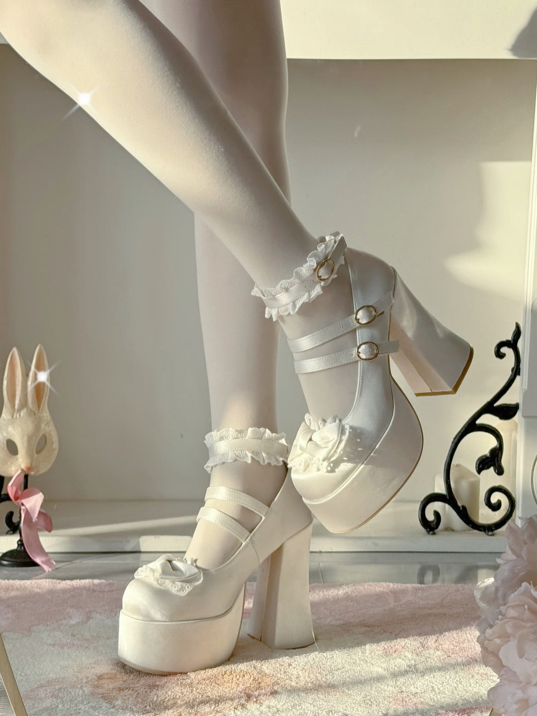 Pure Tea For Dream~Otome Fairy Tale~Sweet Lolita Shoes High Platform Satin Heels 42091:726124