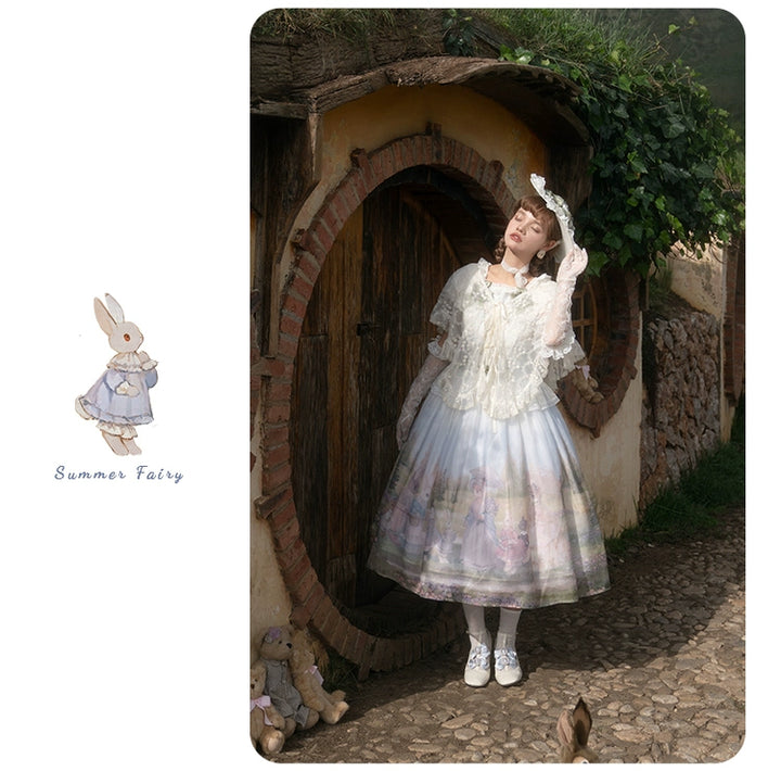 Summer Fairy~IP Collab Sweet Lolita Jumper Dress Flutter Sleeves OP   
