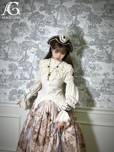 (BFM)Alice girll~Nautical Treasure Map~Elegant Lolita Mutton Sleeve Blouse   