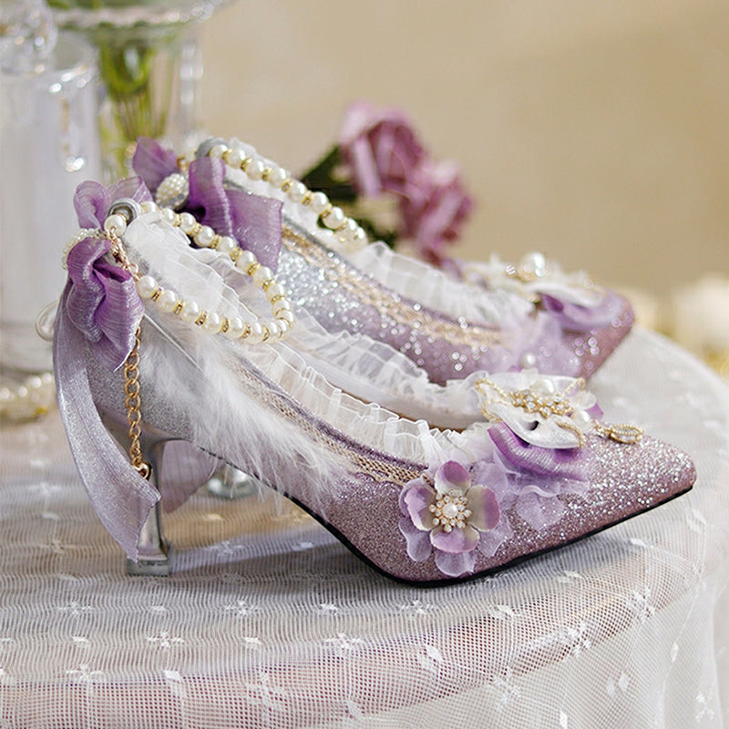 Cat Fairy~Miss Molly~Wedding Lolita Crown/Shoes/Necklace/Socks purple shoes (size from 34-42, please note us the size you want)  