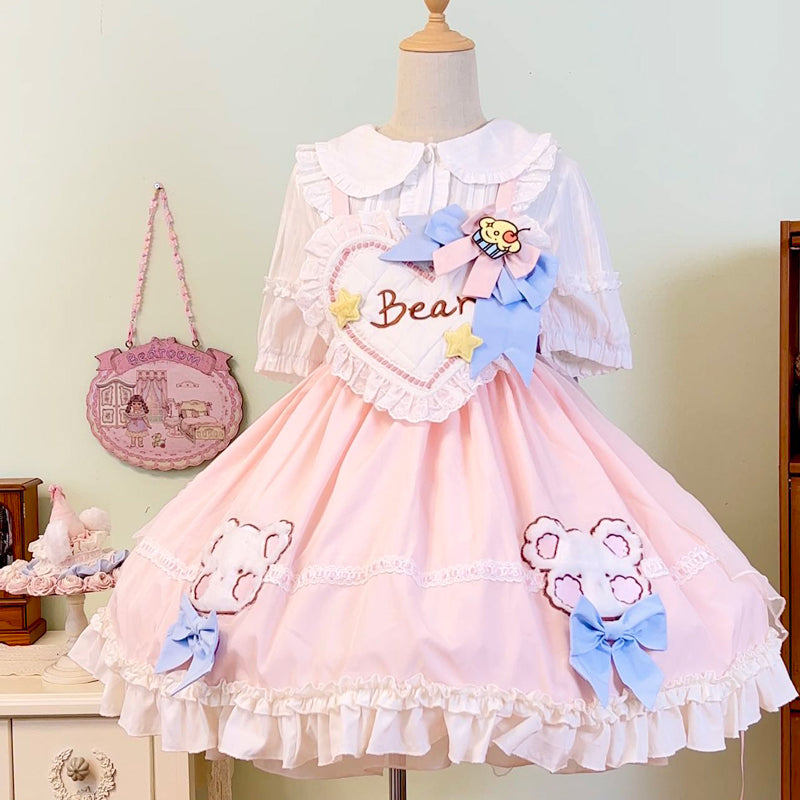 (BFM)Cavernose~Star Bear~Kawaii Lolita JSK Dress Summer JSK S Pink JSK 