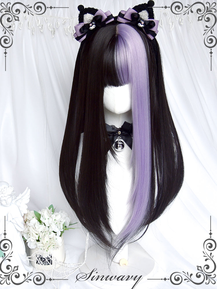 (Buyforme)Sinwavy~ Jirai Kei Long Straight Lolita Wig with Purple Black Color black purple