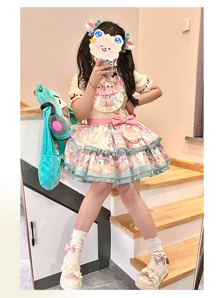 Mewroco~Sweet Lolita Dress Suit Salopette and Hoodied OP