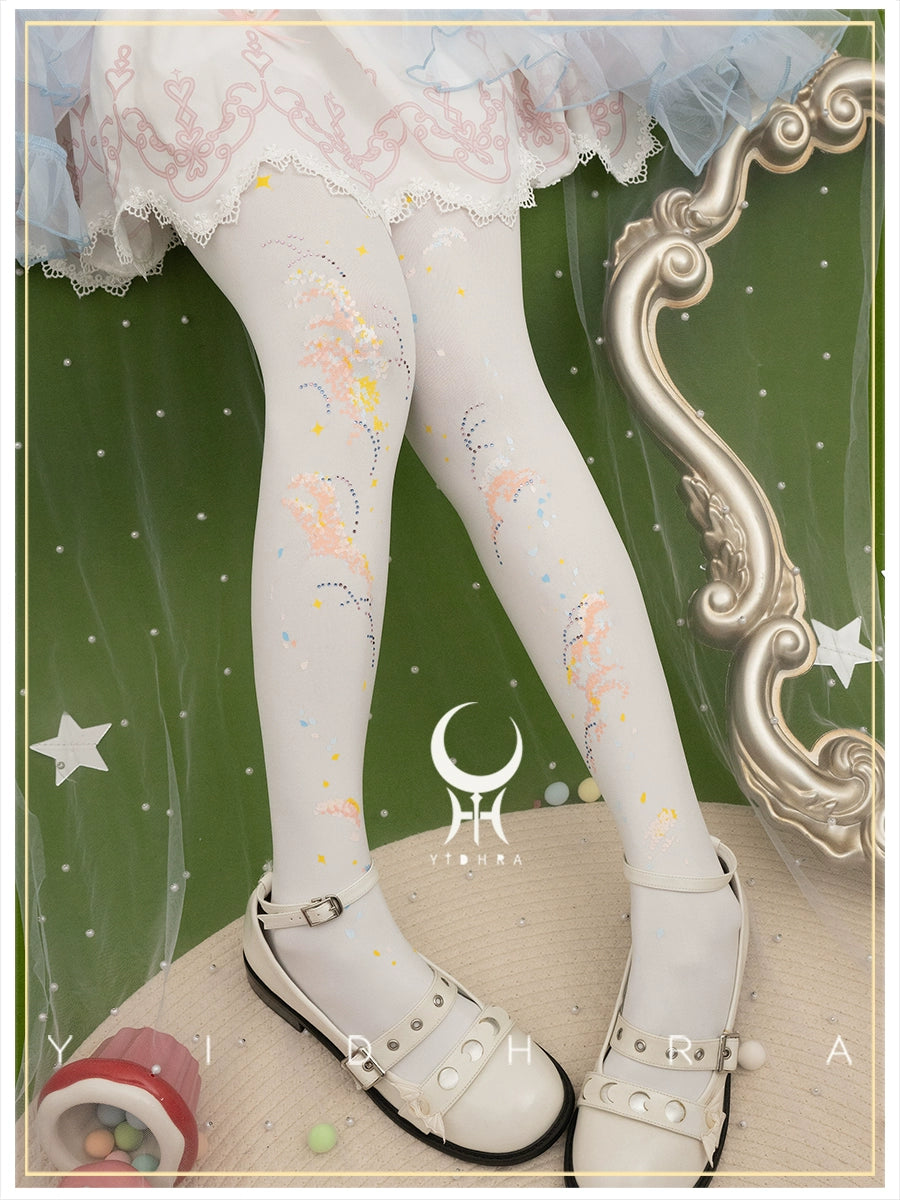 Yidhra~Flowers Under the Stars~Gorgeous Lolita Pantyhose Sweet Velvet Socks   