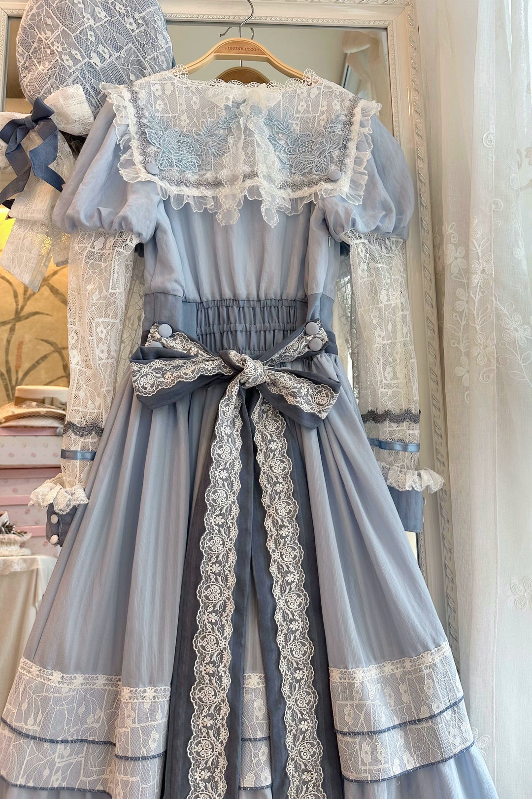 Mengfuzi~Yinglan Poetry~Elegant Classic Lolita OP Dress FS Embroidered Sailor Collar Dress   
