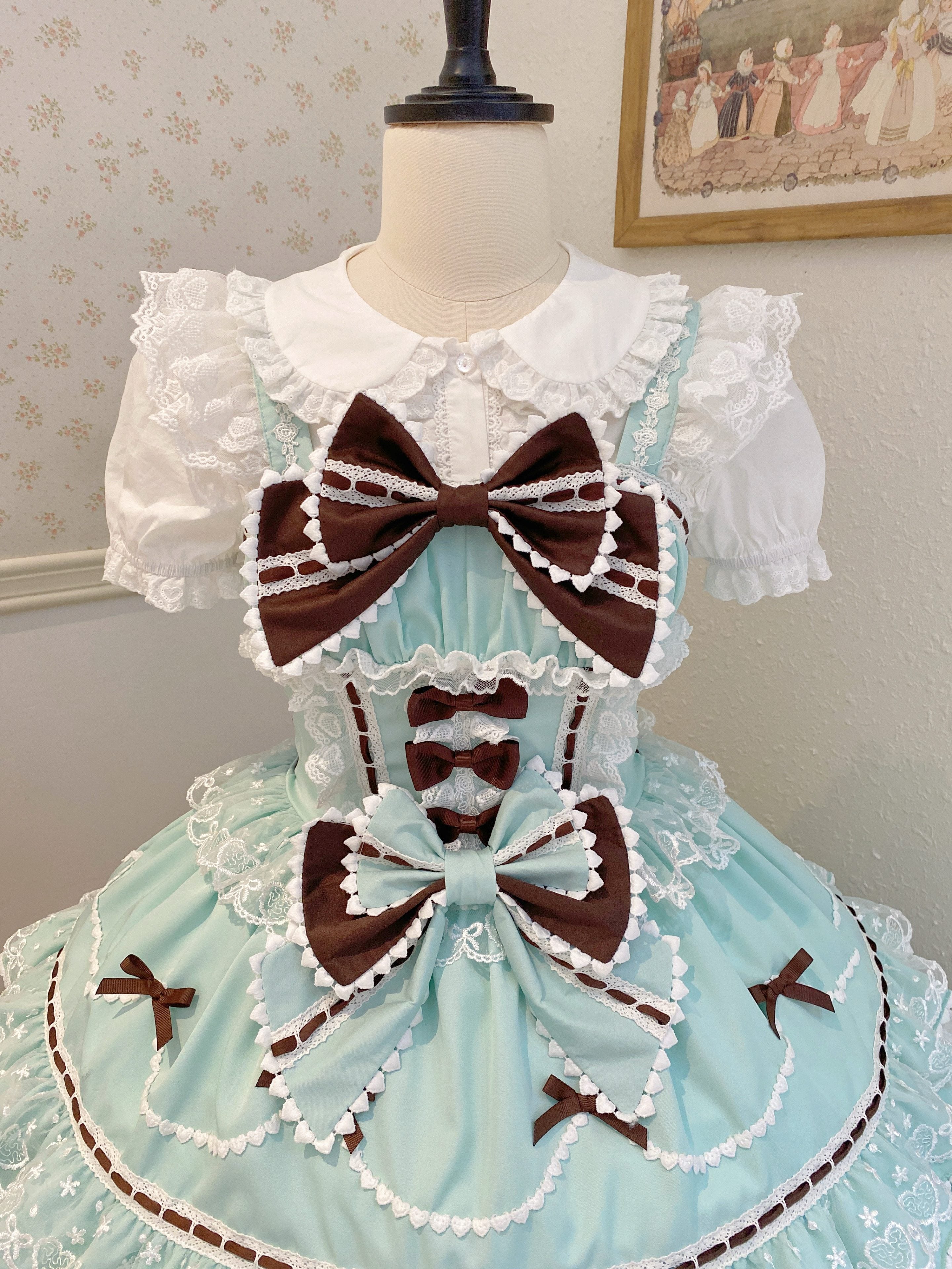 Fondant Cake - Summer Sweet Lolita JSK Dress, Tiered Ruffles and Bows