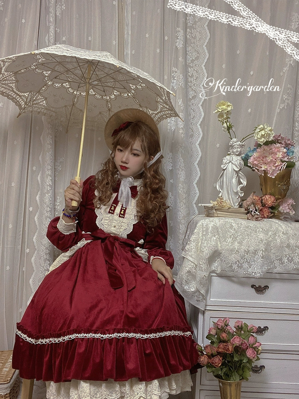 (BFM)Miss Point~Customized Lolita Dress Vintage Elegant Velvet OP Dress 32520:391760