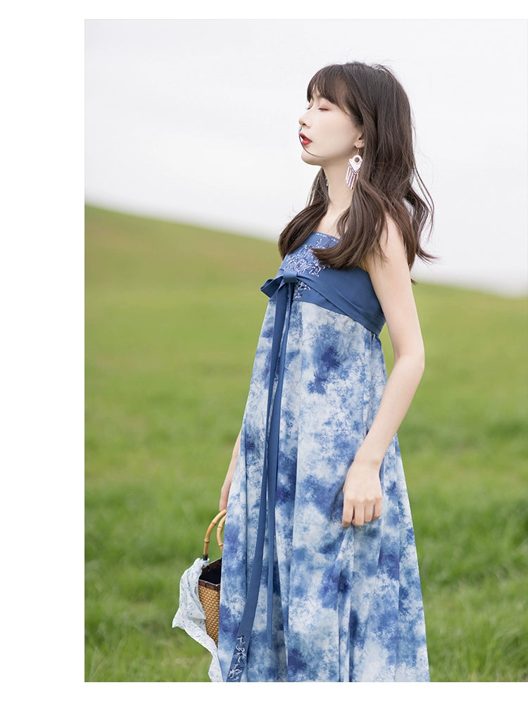 Chixia~Han Lolita Dress and Shawl Tie-dye Hanfu M dress 