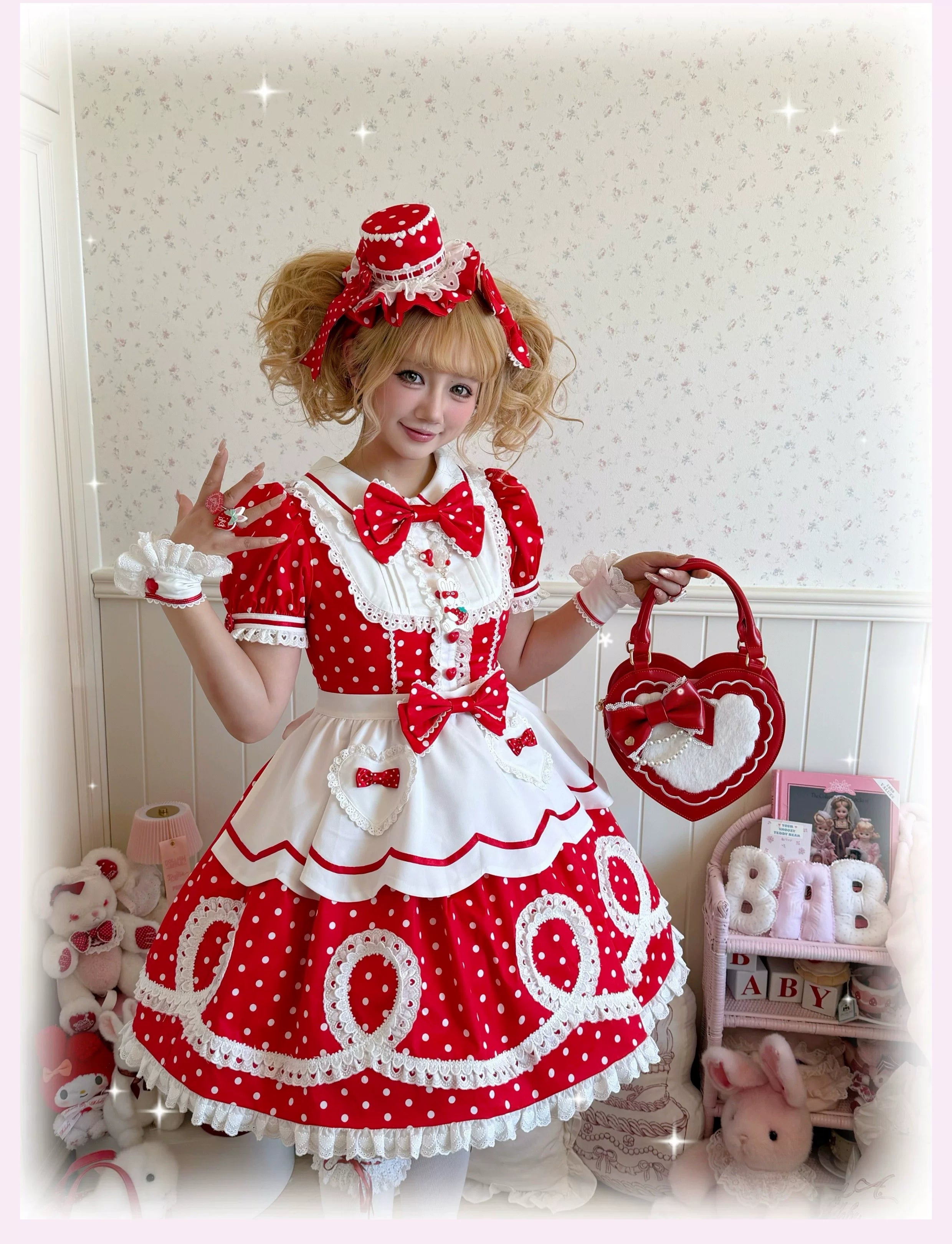 Candy Shop Manager - Old School Lolita Striped OP Dress, Detachable Apron