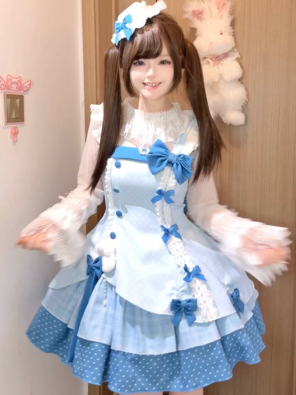 Glass Bottle - Sweet Lolita JSK Dress Set, Polka Dot & Bow Details 45792:862849