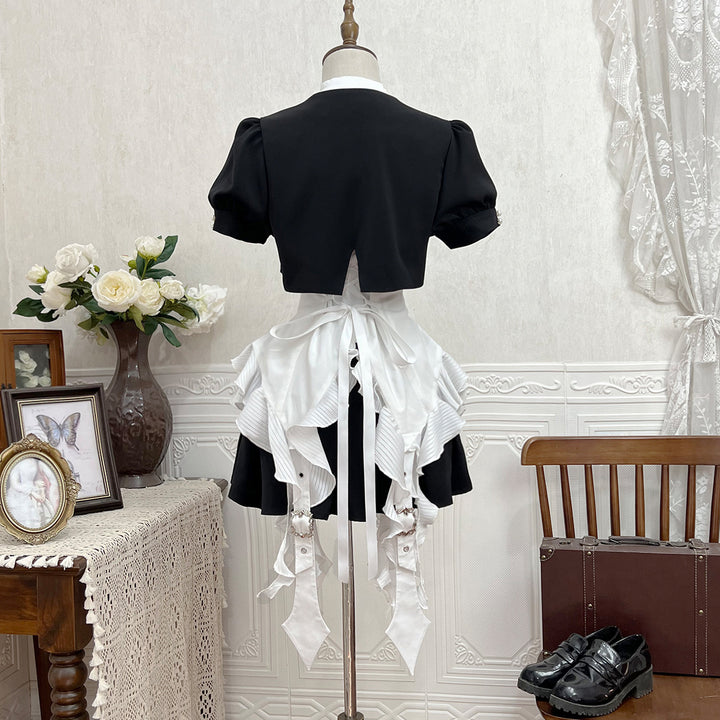 Designer's Gift~Shard Gem~Gothic Lolita Skirt Set with Sleeveless Shirt & Short Jacket