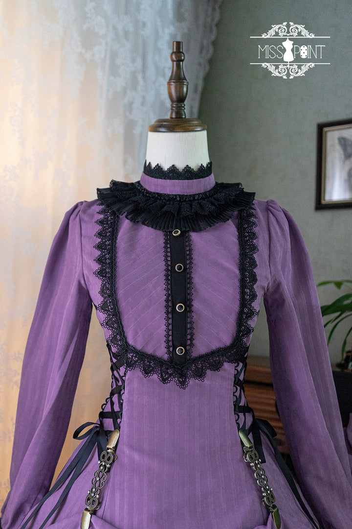 Miss Point~Perintz Manor~Gothic Lolita OP Long Sleeve Retro Lolita Dress 39904:642906