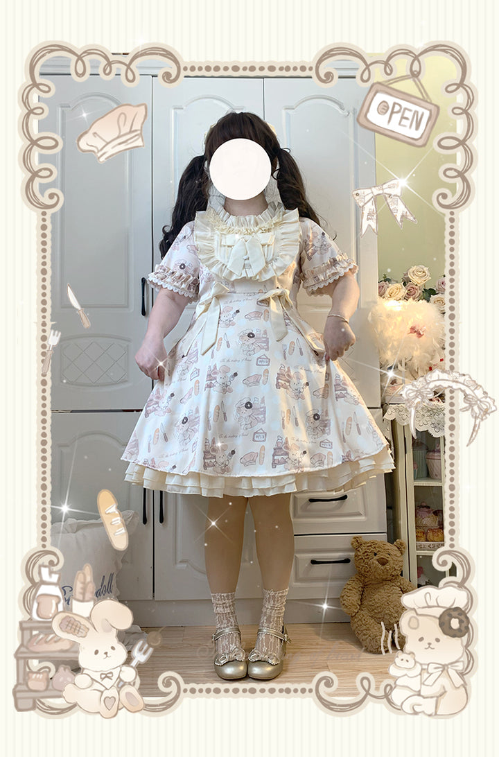 Naomistudio~Cartoon Dogs~Sweet Lolita OP Bows Dress Plus OP   