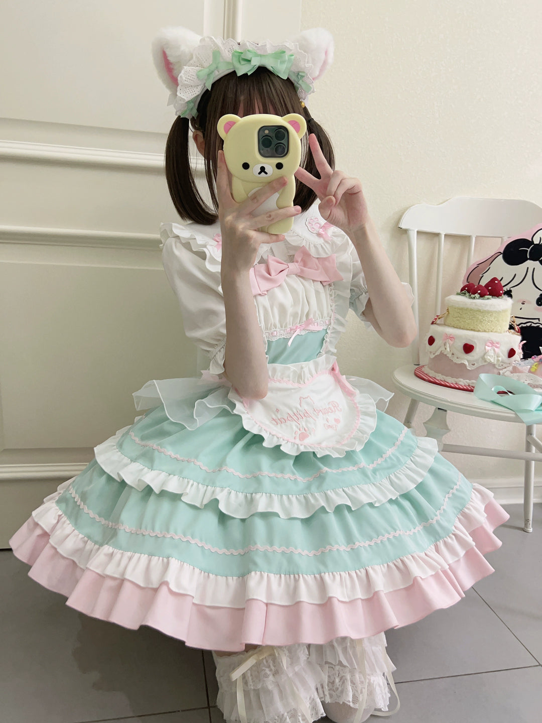 Sugar Girl~Cat Ear Tale~Sweet Lolita Jumper Dress Suspender Dress 38446:595828