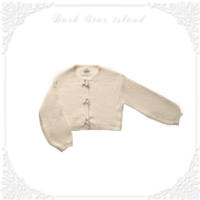 Dark Star Island~Little Fluffy~Winter Vintage Lolita Cardigan Warm Thick Sweater Milky white Free size 