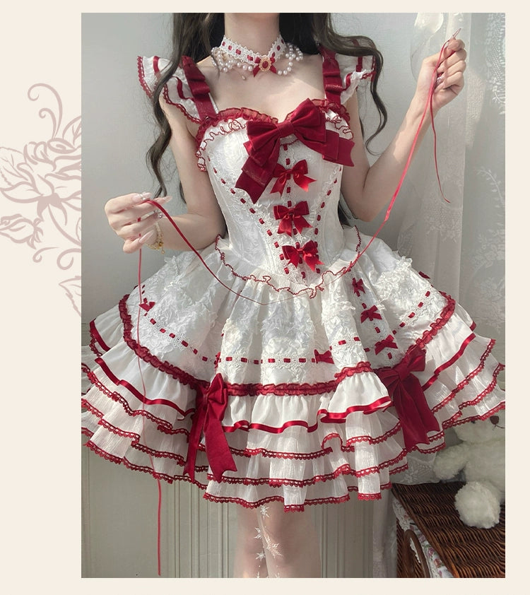 Sakurahime - Velour Love - Princess Sweet Lolita JSK Dress, Tiered Ruffles