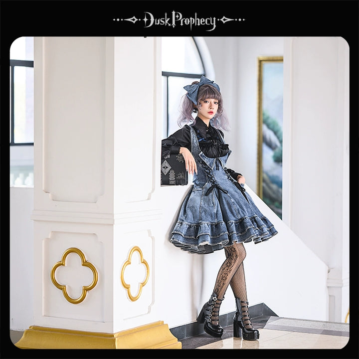 DuskProphecy~Egret 2.2-3.1 Version~Sweet Lolita Denim JSK Bust-Supporting Dress 42166:729628