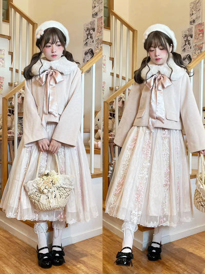 ThirtyHouse~Retro Warm Winter Lolita Wool Coat Short Coat   