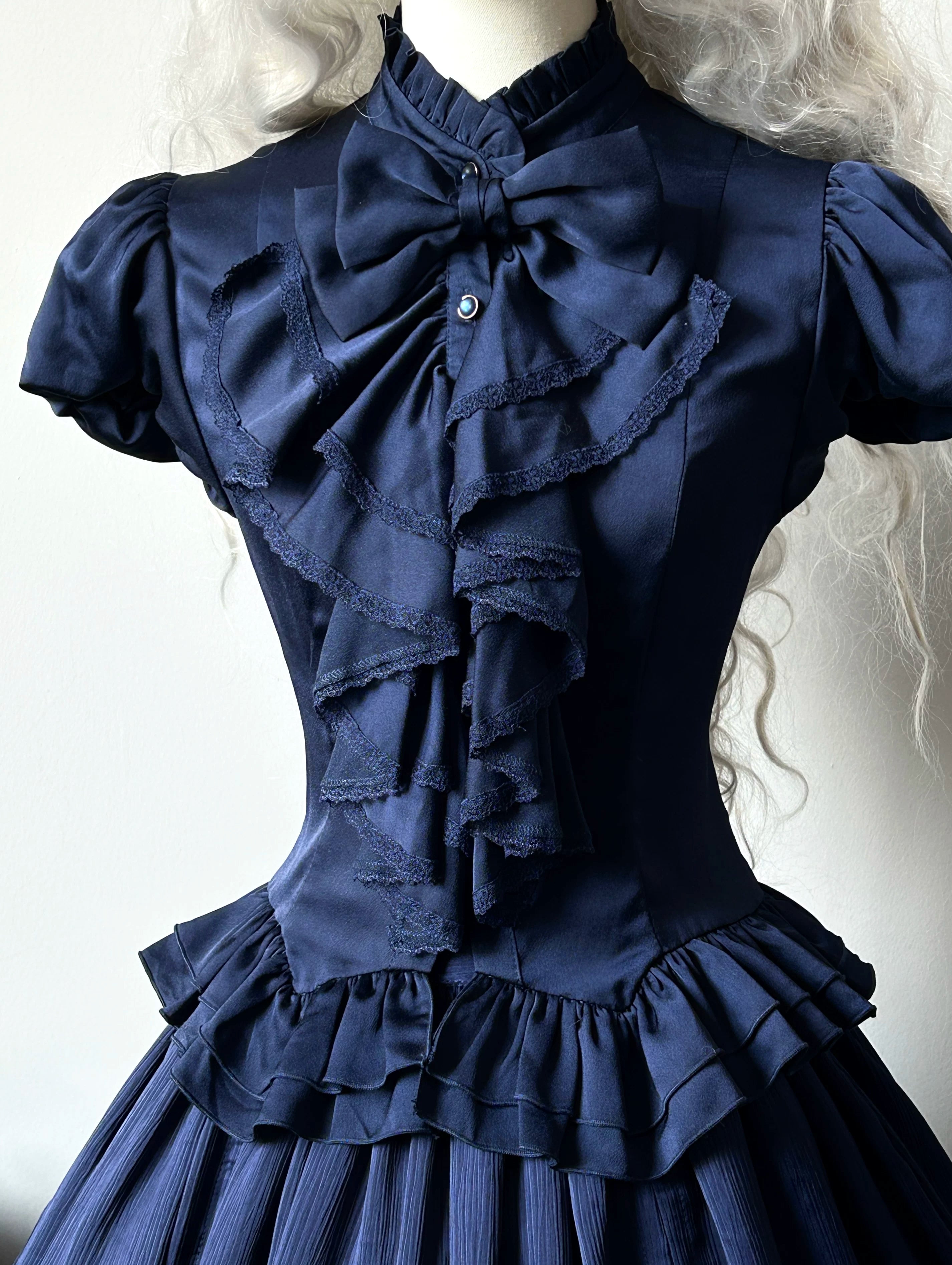 Dragon Bone Cemetery - Gothic Lolita Blouse, Detachable Bell Sleeves