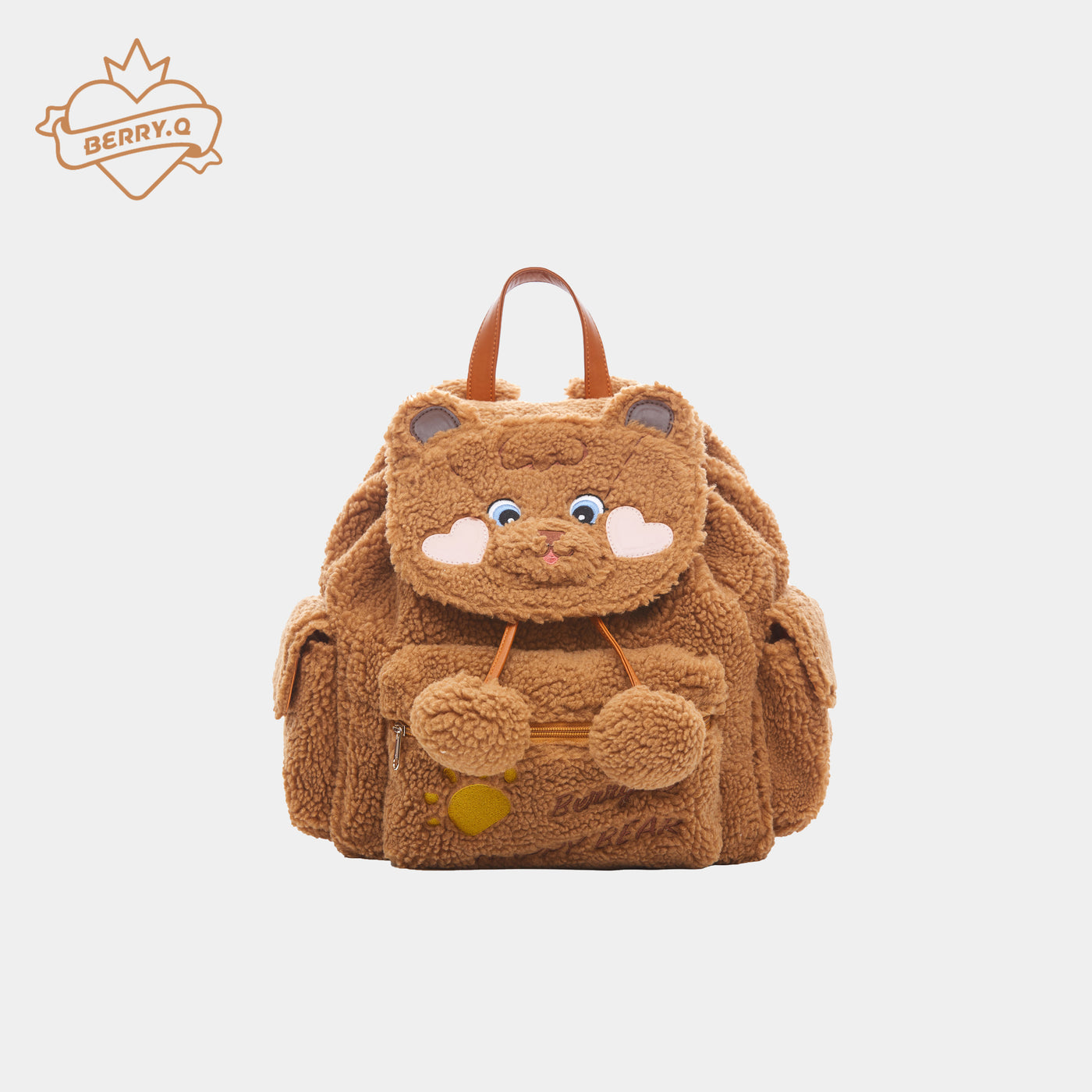 BerryQ~Chubbybear~Kawaii Lolita Plush Embroidered Brown Backpack deep brown backpack  