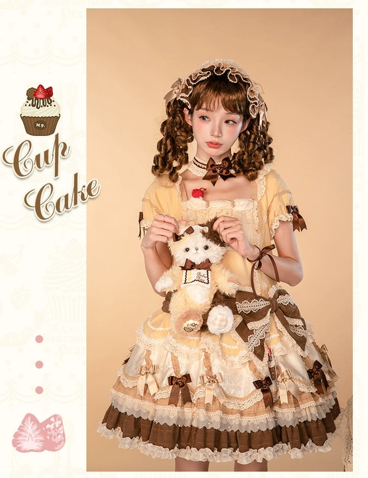 Mademoiselle Pearl~Cup Cake~Sweet Lolita OP Dress Kawaii Lolita JSK SK   