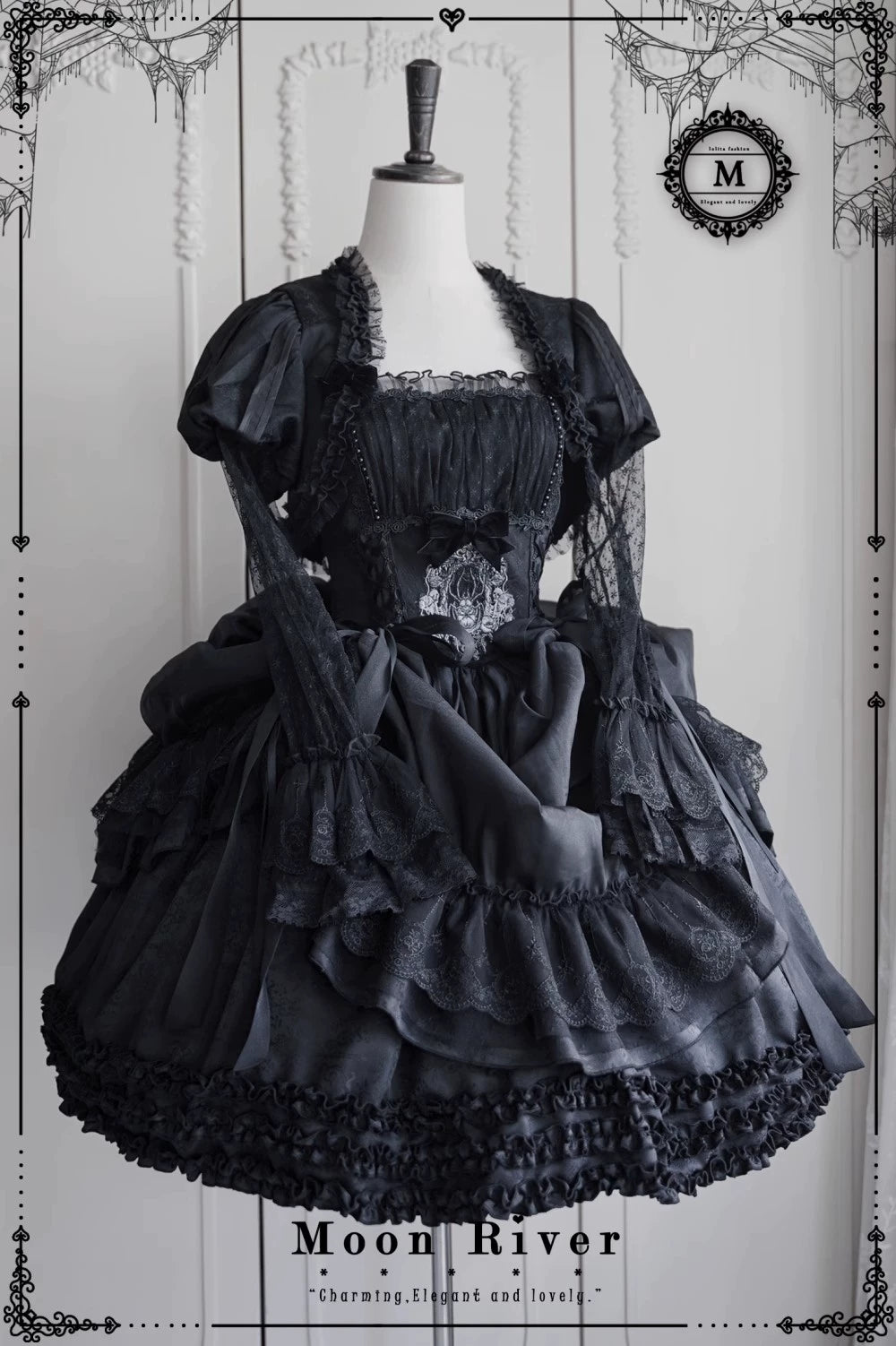Moon River - Moonlit Spider - Gothic Lolita SK & JSK Dress Outfit Set 44232:799622