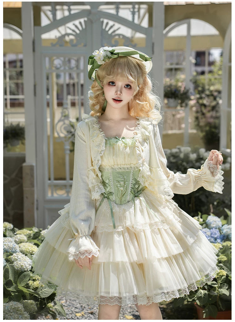Lily of the Valley Whisper - Embroidered Classic Lolita Corset JSK Dress