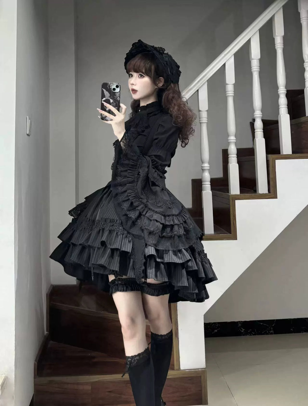 Lilizi~Fuyingrzi~Gothic Lolita Shirt Hime Blouse with Sleeve Lace Hem 39296:620006