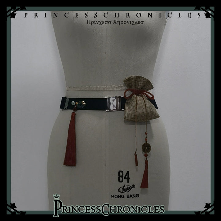 Princess Chronicles~Bamboo Panda~Han Lolita Shirt Full Set Chinese Style Unisex Set S A - small waist belt 