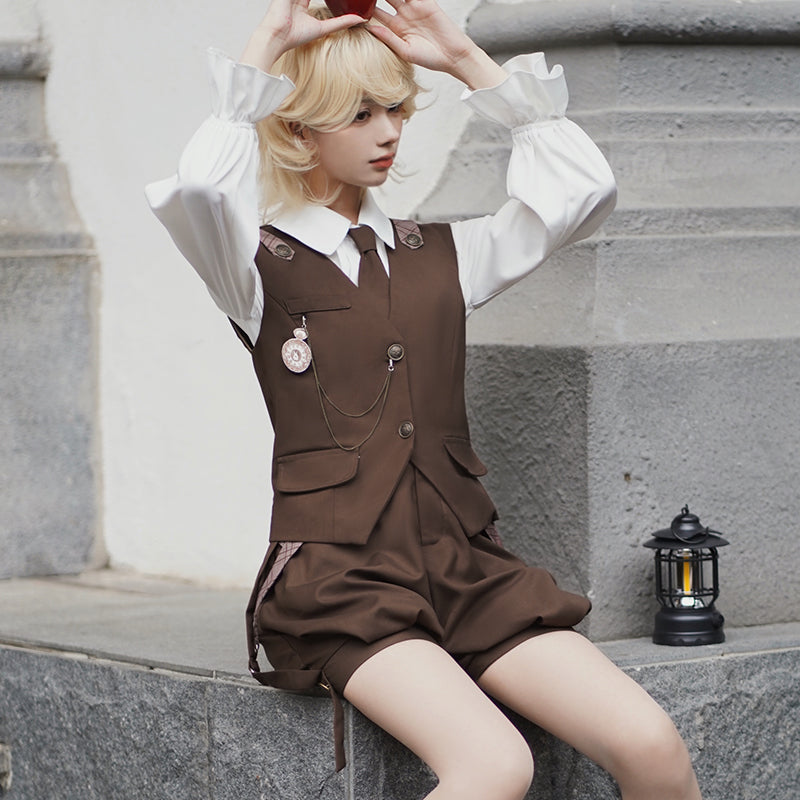 Letters from Unknown Star - Detective Rabbit Kiri - Spring Ouji Lolita Outfits Backpack Pants and Vest