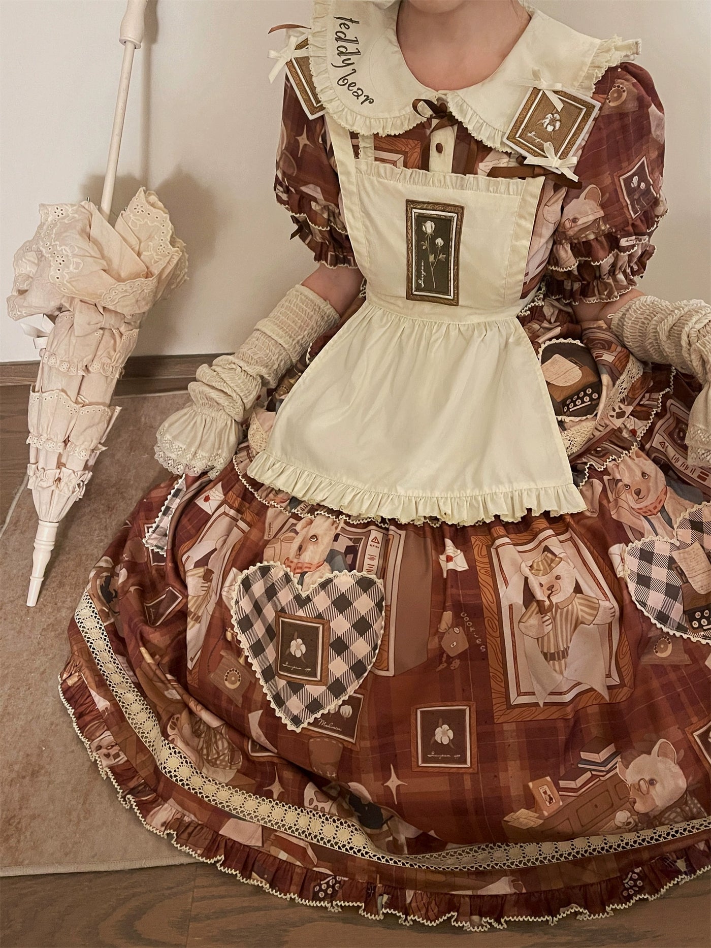 Babyblue~Gretel Bear~Vintage Lolita Dress Teddy Bear Prints Dress   