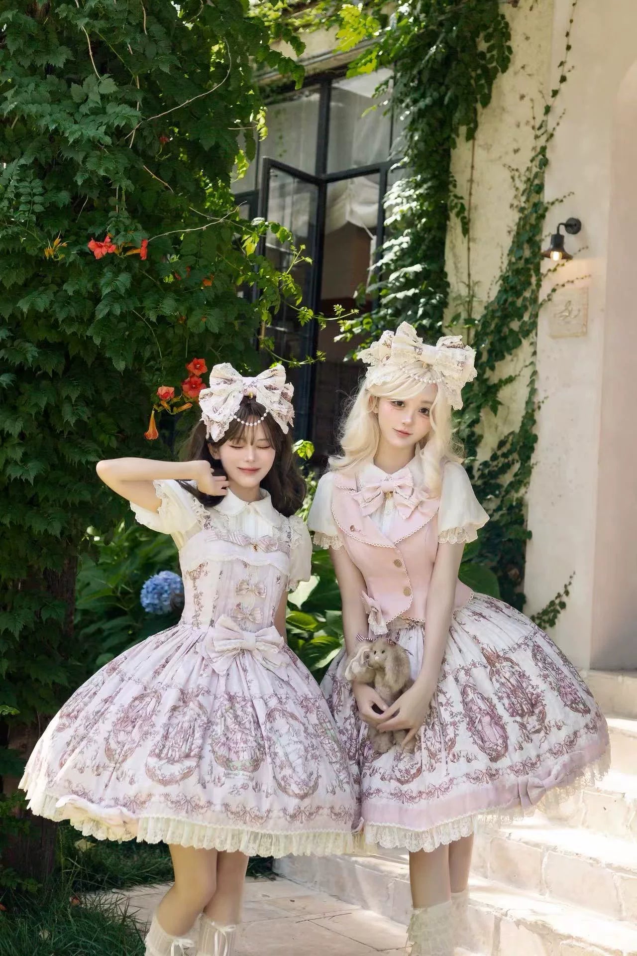 Sleeping Beauty - Doll-like Lolita Printed JSK Dress, Cotton Lining Vest Set 45691:860245