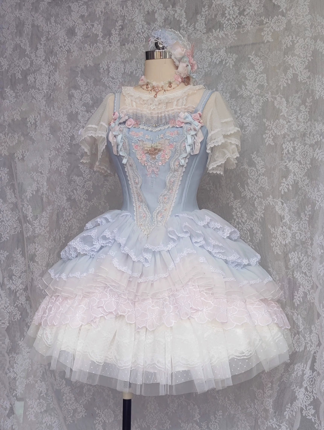 (BFM)Two Rural Cats~Dreamy Dance Gorgeous Lolita JSK and SK Short FS Set (JSK version) S (L M S XL) 33494:426866