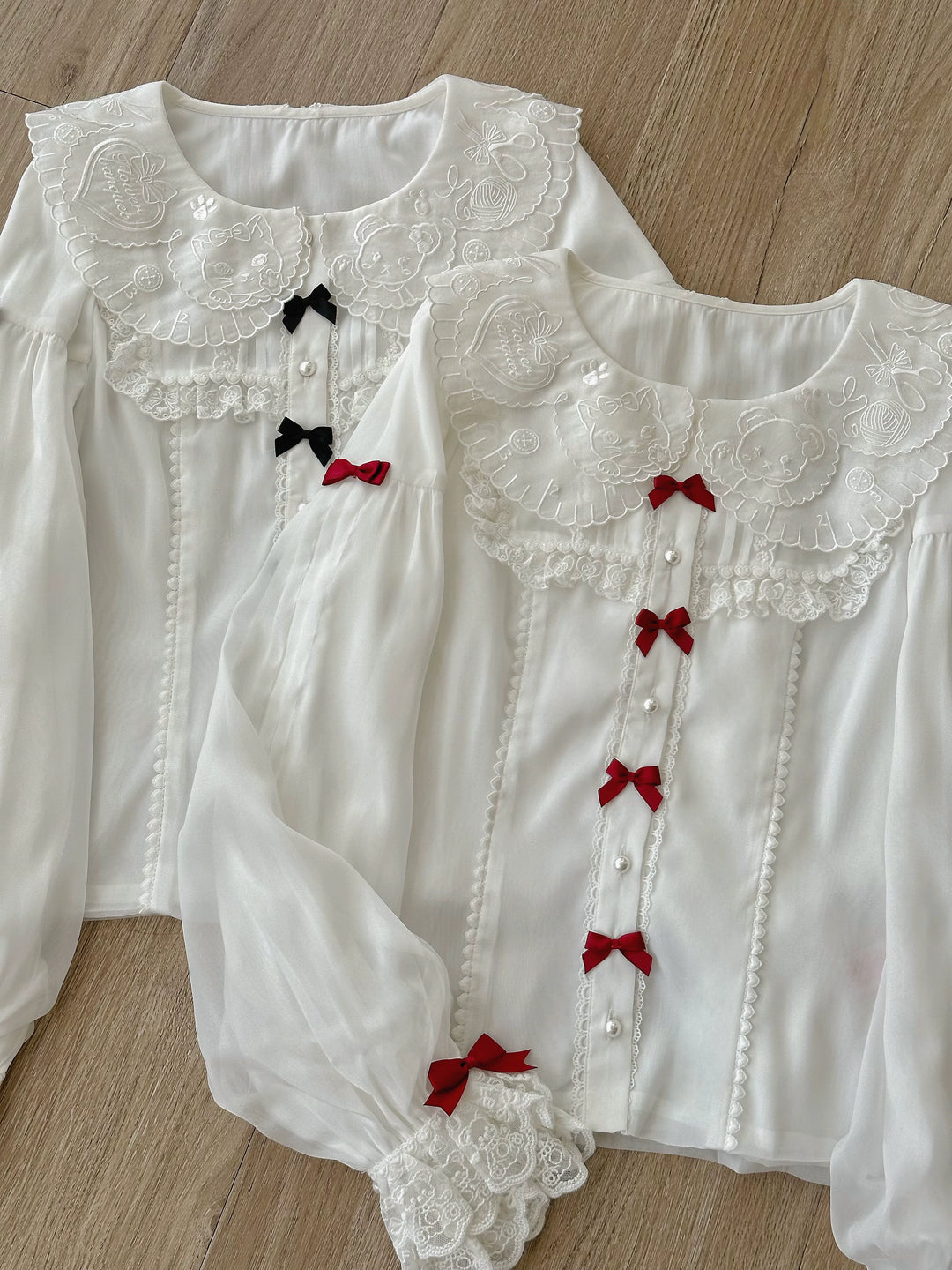 Flower Banquet~Sweet Lolita Blouse Embroidered Shirt with Long Sleeve   