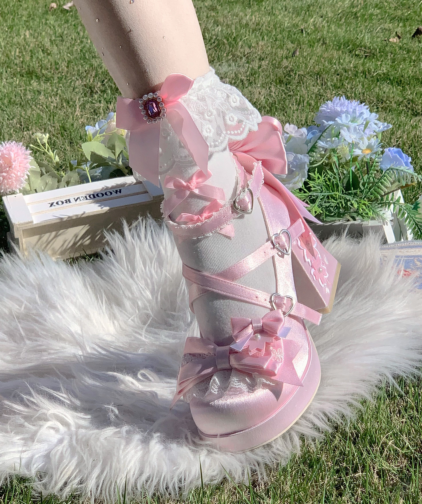 Sakura Oath - Sweet Lolita Chunky Heel, 3D Floral Decoration 44458:809006
