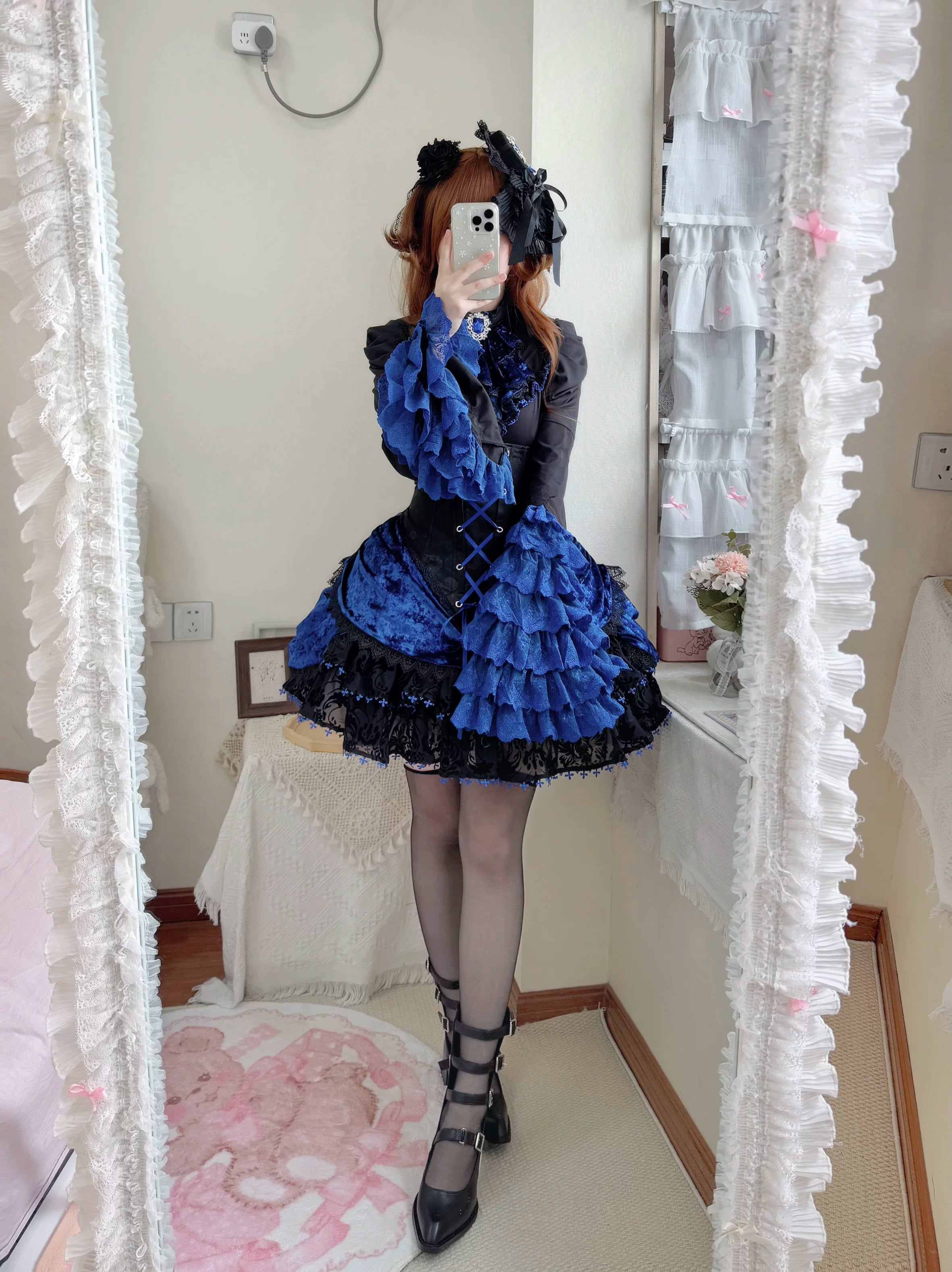 Twilight Hour - Gothic Lolita Hime-sleeve Blouse & Corset Skirt Set 45373:845833