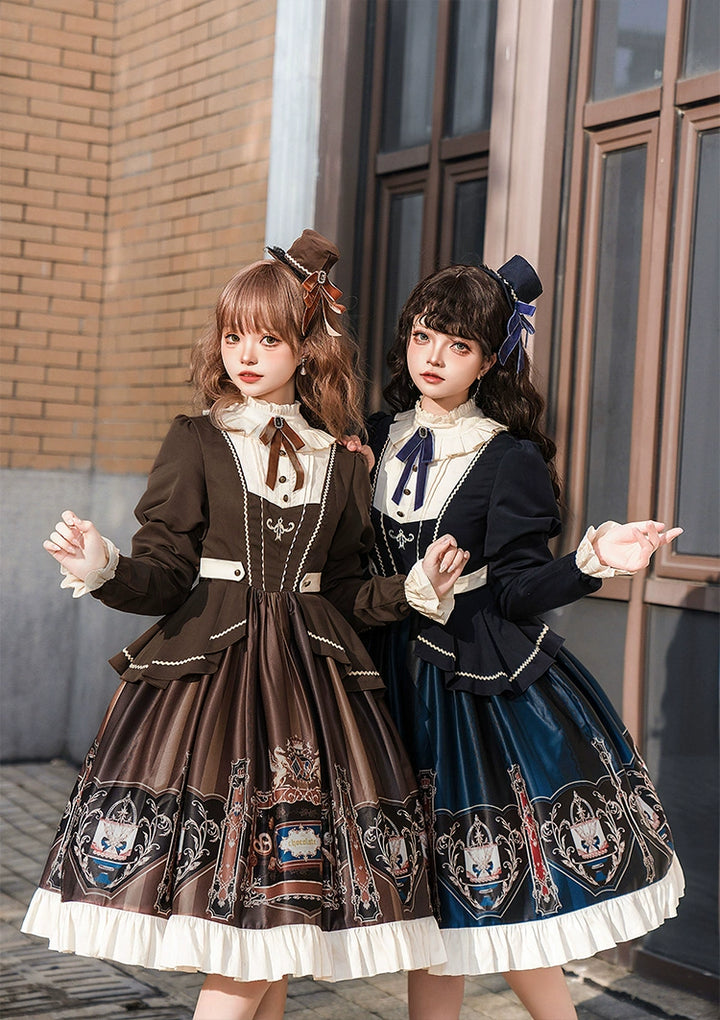 ZhiJinYuan~Chocolate Academy~Elegant Preppy style Lolita OP Dress   