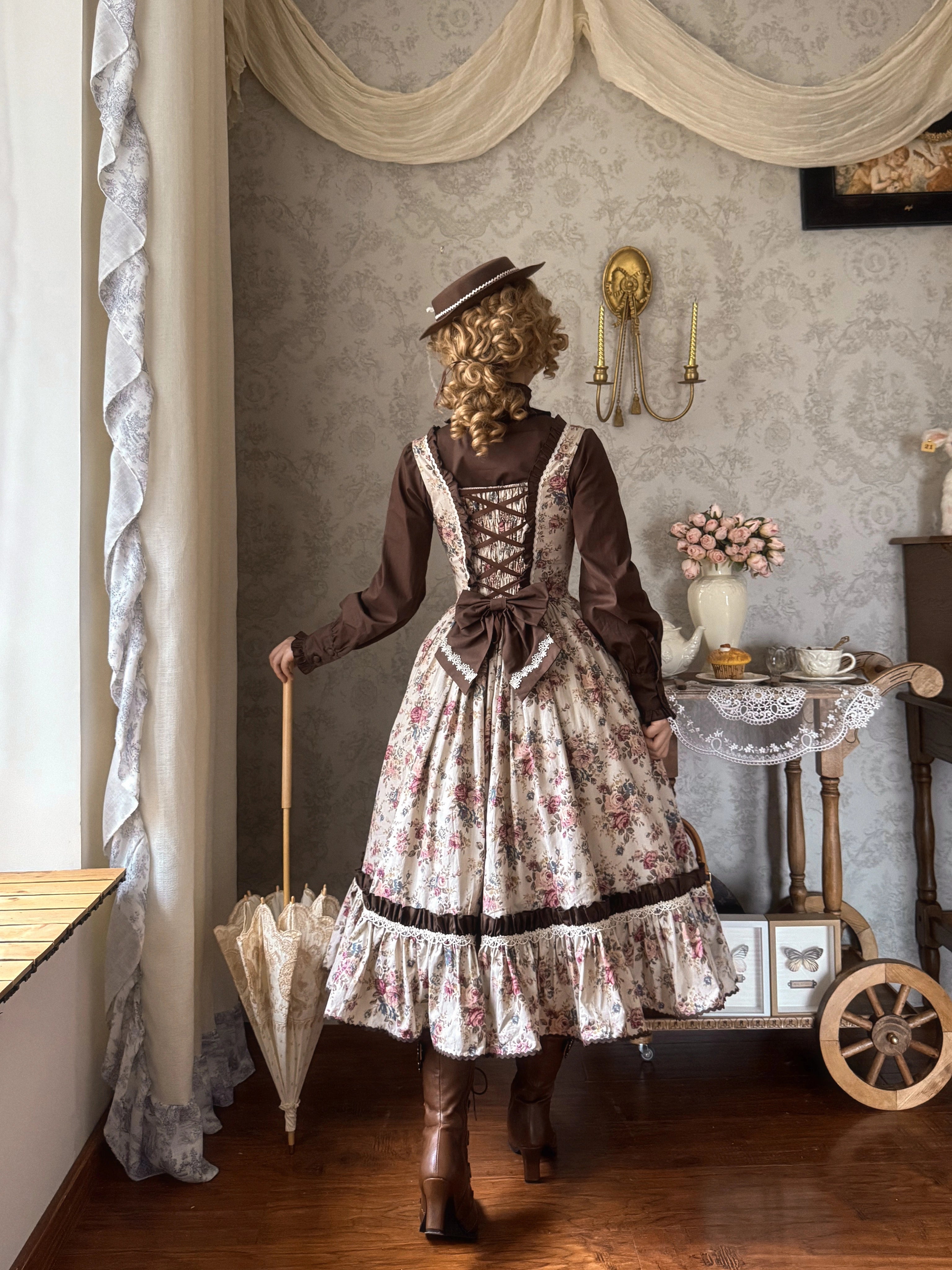 Alice in the Mirror - Albion Reverie - Floral Printed Old School Lolita JSK, Bust-Supporting Dress 44299:802506