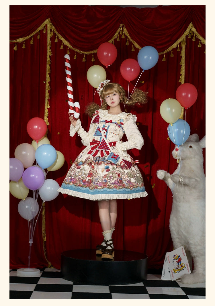 Urtto - Flower Street Parade - Kawaii Lolita JSK Dress, Circus Print