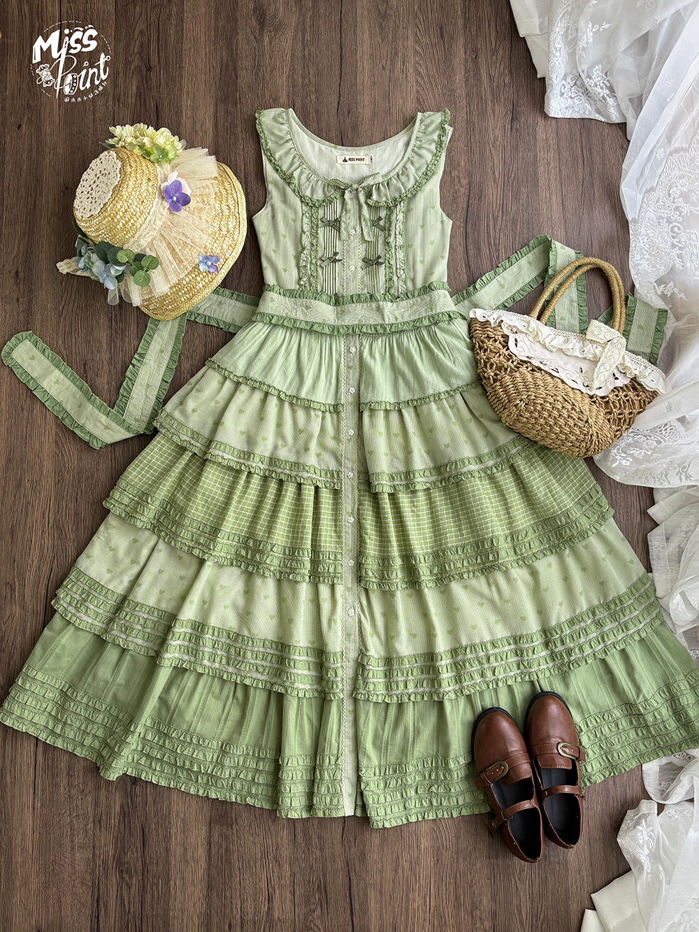 Miss Point~Garden Sunflower~Country Lolita JSK Five-Tiered Open Front Dress 42509:742579