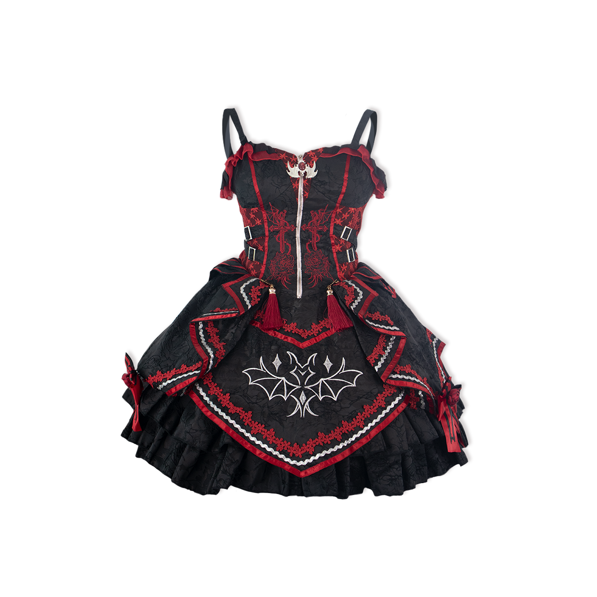 OCELOT - Dark Bat Motion - Gothic Lolita JSK Black Red Goth Jumper Dress JSK Only S
