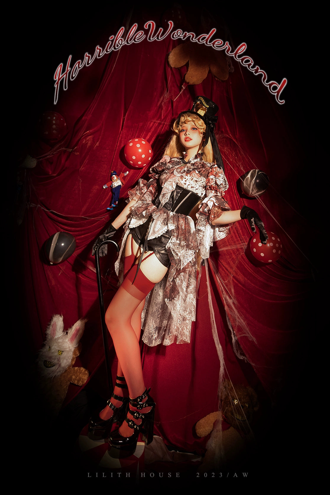Lilith House - Horror Park - Gothic Lolita Irregular Hem Corset 31622:369700