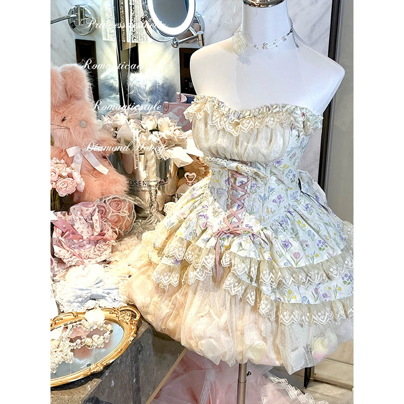 Diamond Honey~Sweet Lolita JSK Dress Sleeveless Dress for Spring Summer (L M S XL / Tulip) 35512:494204