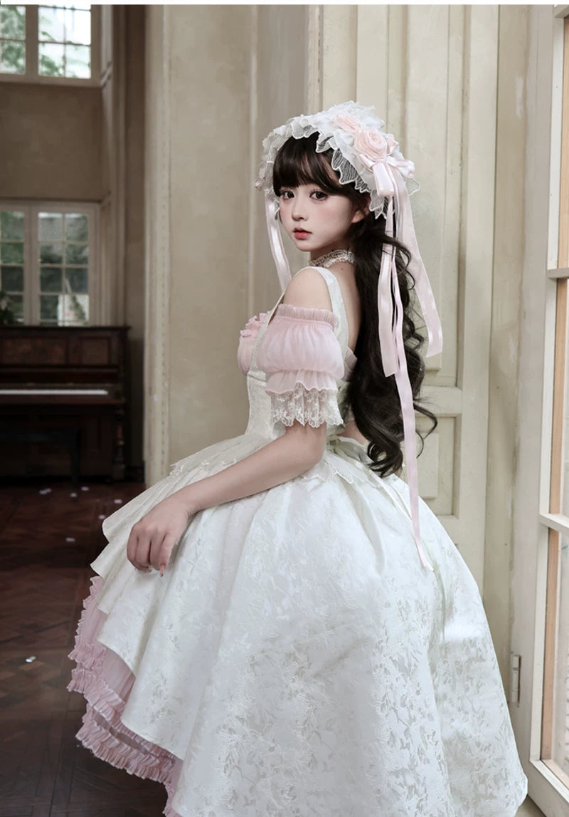 Rose Banquet - Gothic Lolita Boned Bust-supporting JSK Dress, High-low Hem 45815:863568