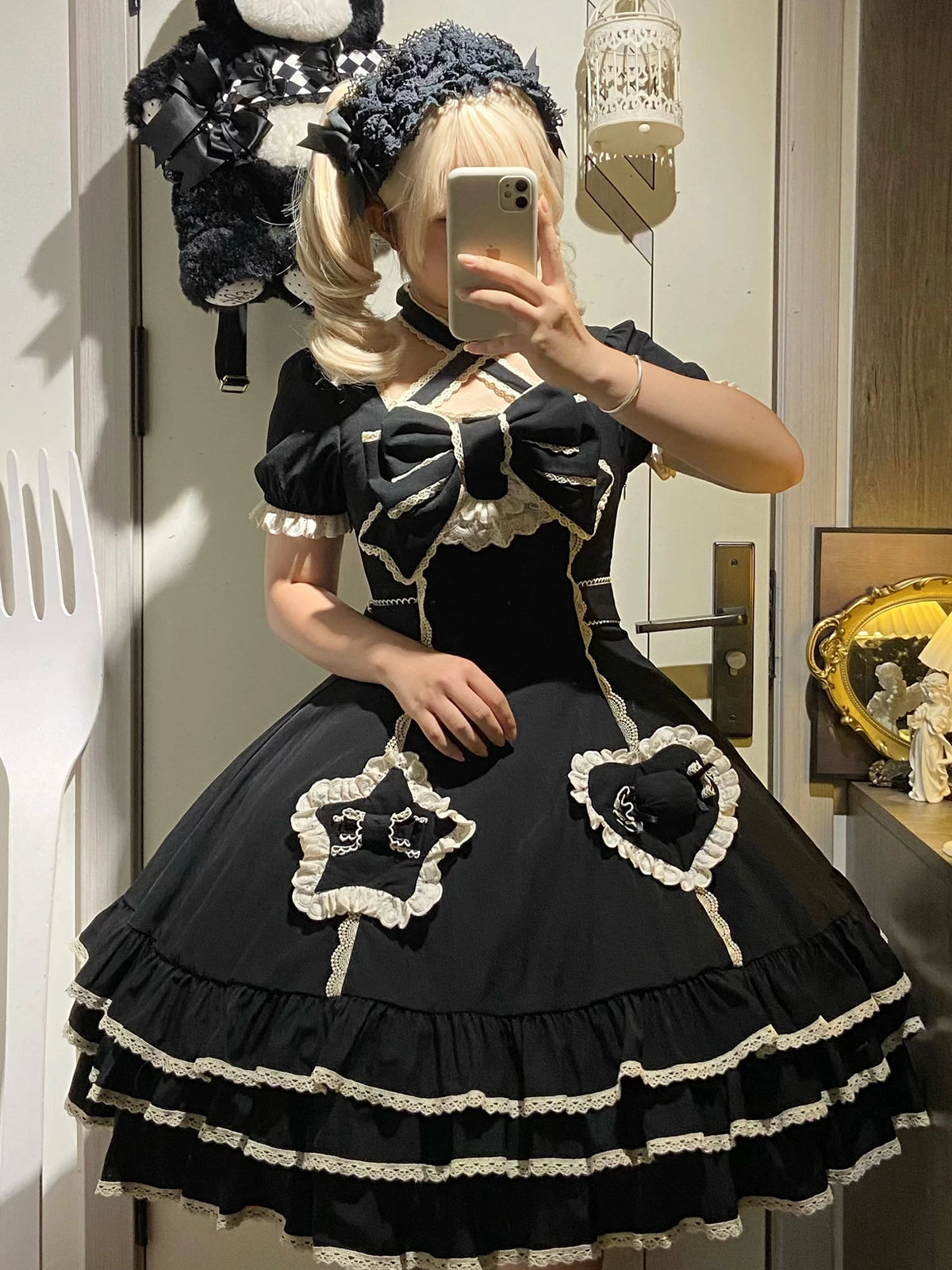 Muse Fufu - Plus Size Sweet Lolita OP Dress, Heart Appliques 45977:870196