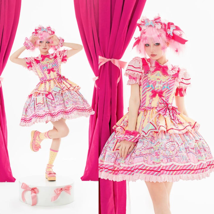 (Buyforme)Letters from Unknown Star~Candy Park Salopette Sweet Lolita Jumper Dress Set