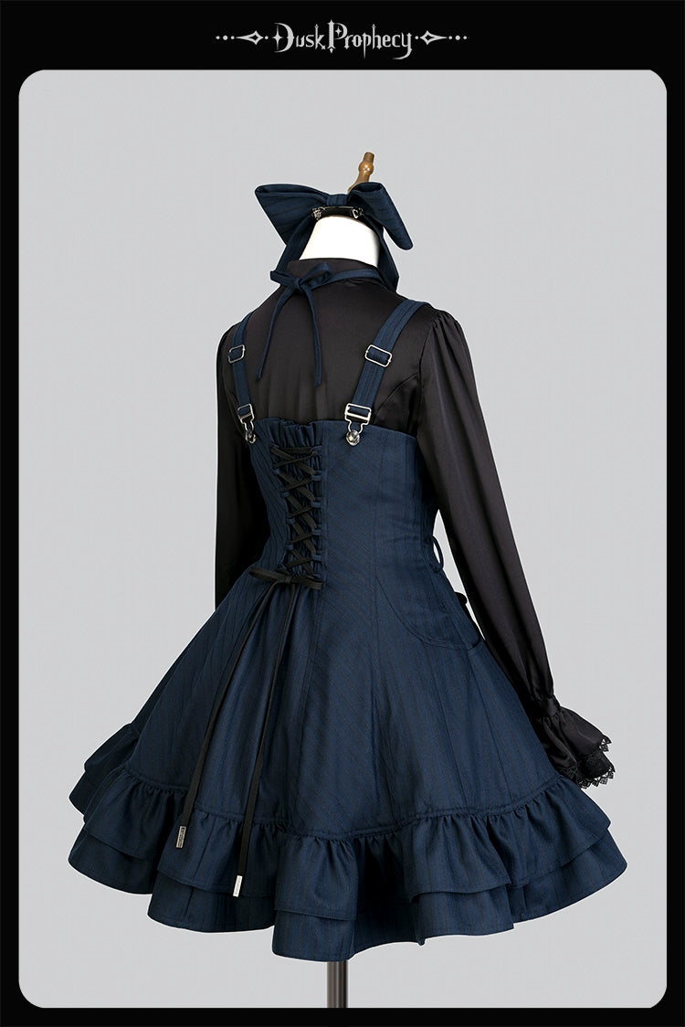 DuskProphecy - Heron - Classic Lolita Striped JSK Dress, Halter Neckline 44313:802922