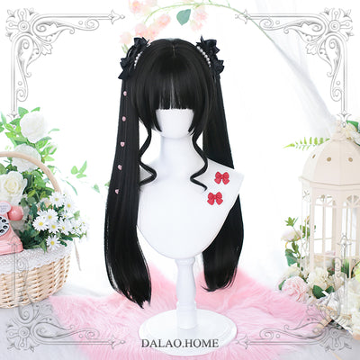 Dalao Home~Princess Lolita Ponytail Long Straight Blonde Wig natural black  
