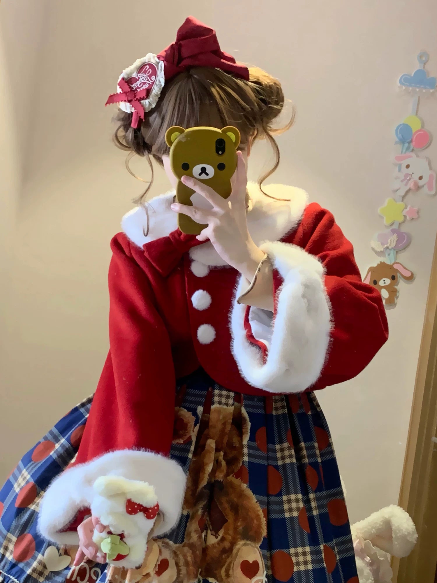 Rabbit Heart Knot - Sweet Lolita Winter Short Coat, Detachable Bunny-Ear Collar 45891:866920